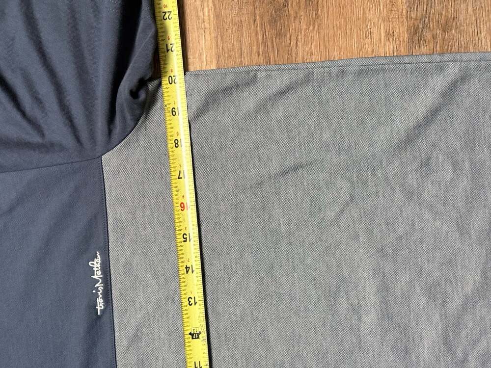 TravisMathew Mens Medium Blue Gray Pima Cotton Colorblock Golf Polo Shirt - Picture 9 of 11